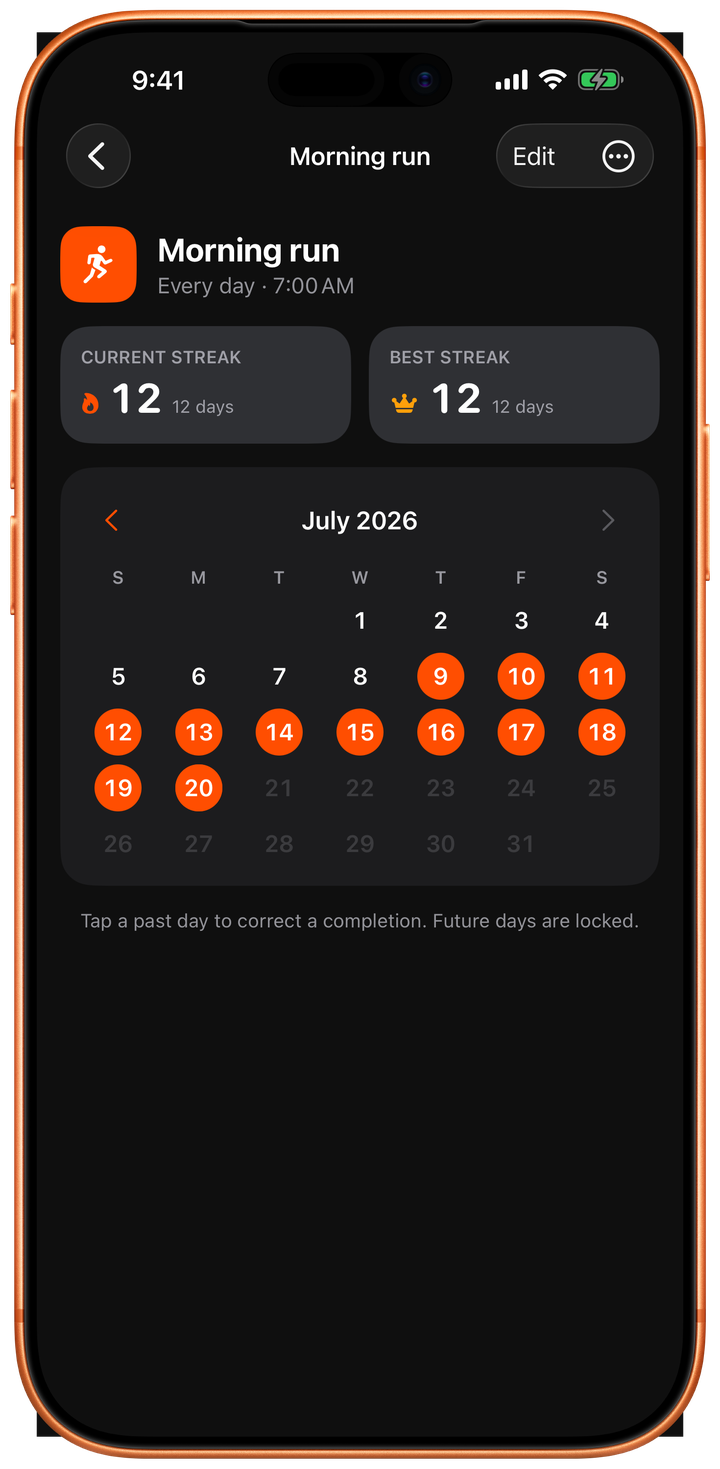 Habit detail with calendar